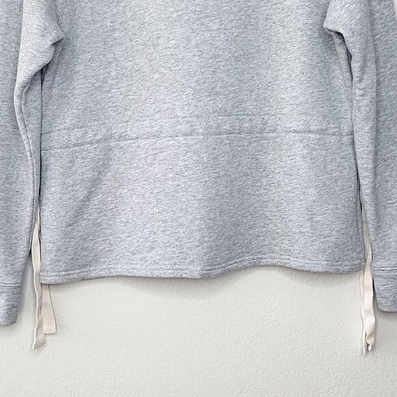 ATHLETA Gray Long Sleeve Crew Neck Sweatshirt size M Draw Waist Pullover Active - Picture 9 of 13